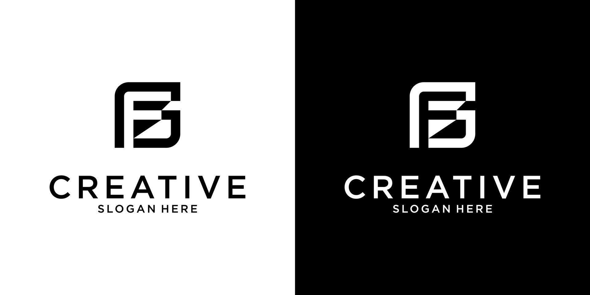 FG or GF initial letter logo design template vector