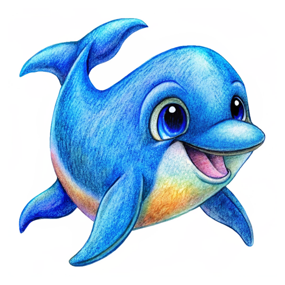 Vibrant blue dolphin swimming gracefully in the ocean png