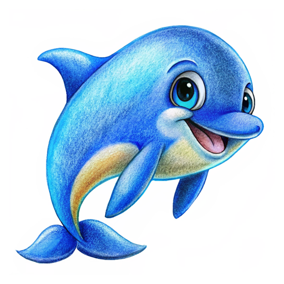 Playful blue dolphin surrounded by ocean bubbles png