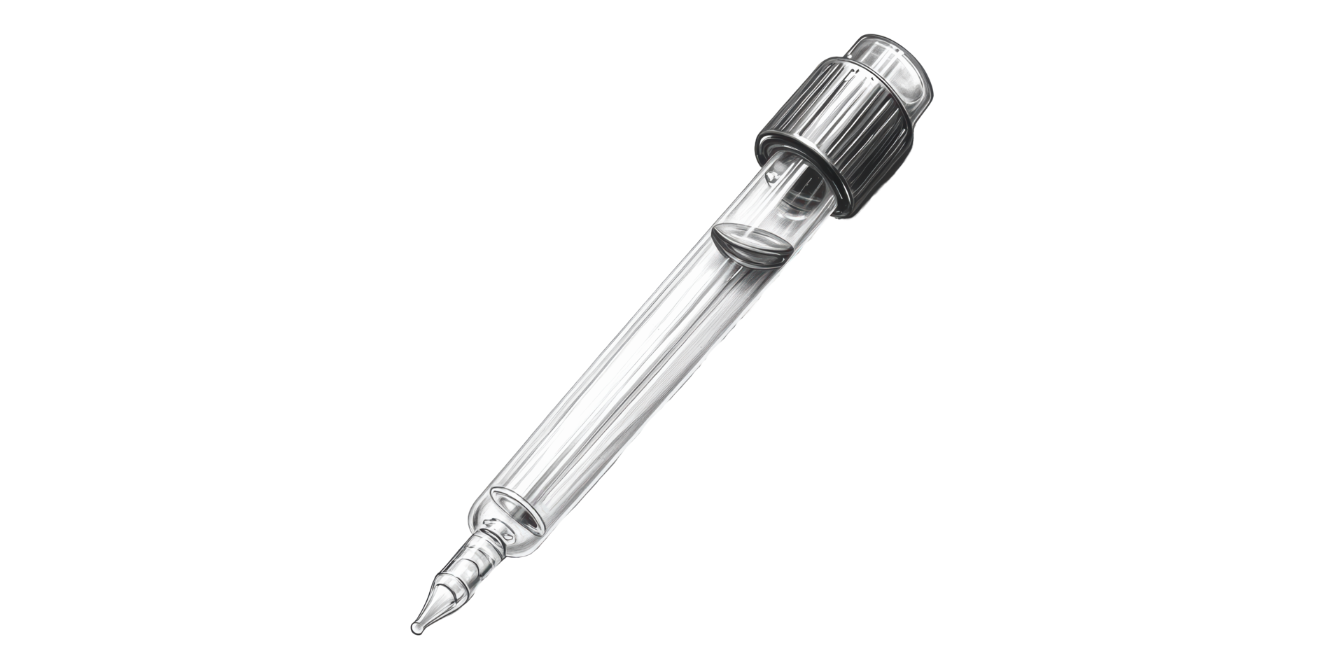 Glass dropper with black cap isolated on transparent background png