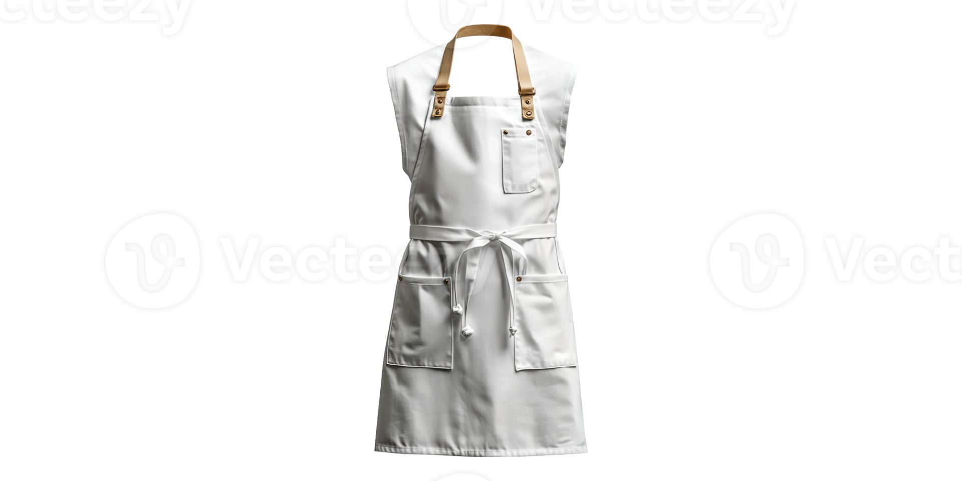 White chef apron with pockets isolated on transparent background png