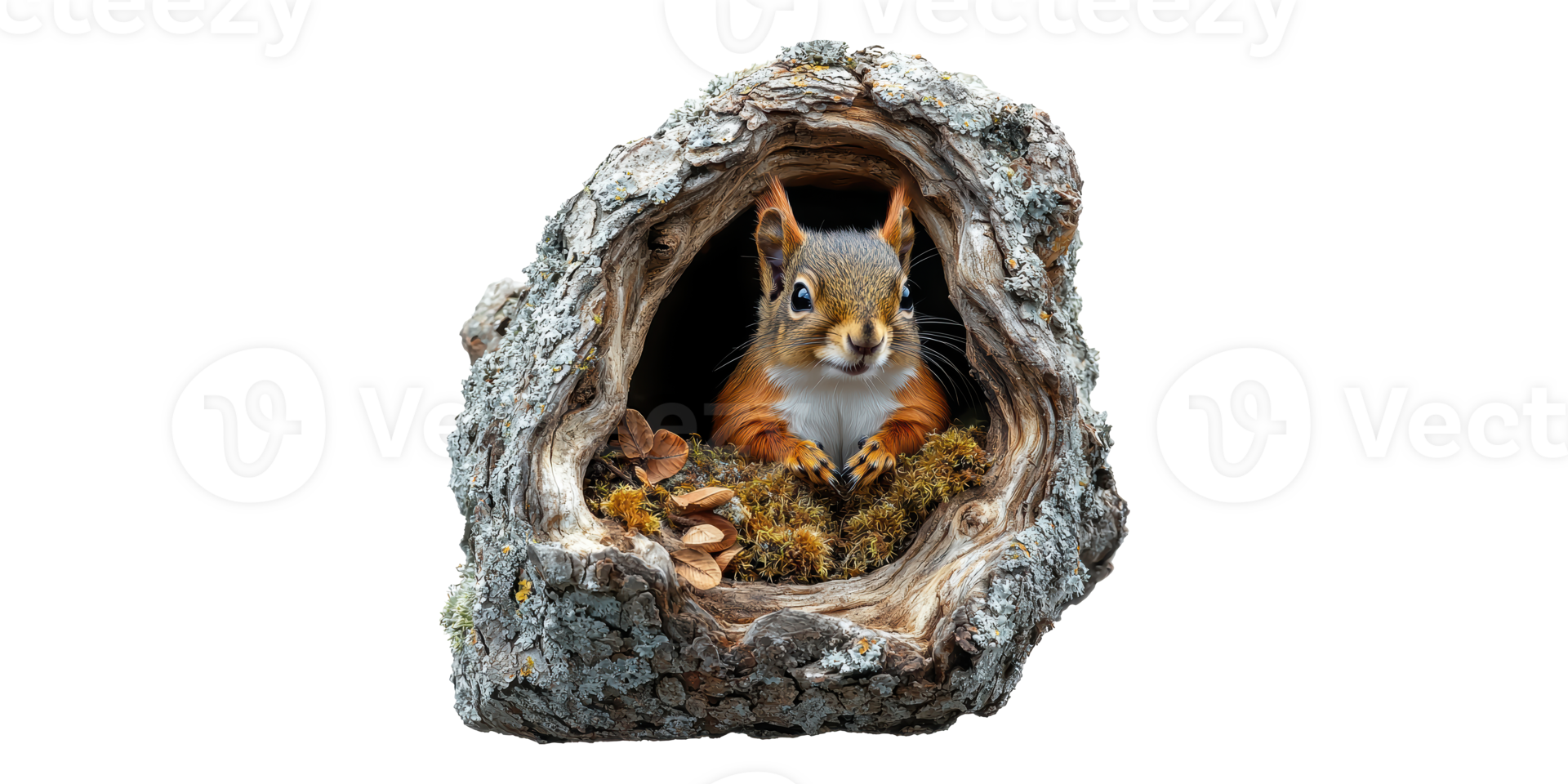 Squirrel peeking from tree hollow isolated on transparent background png