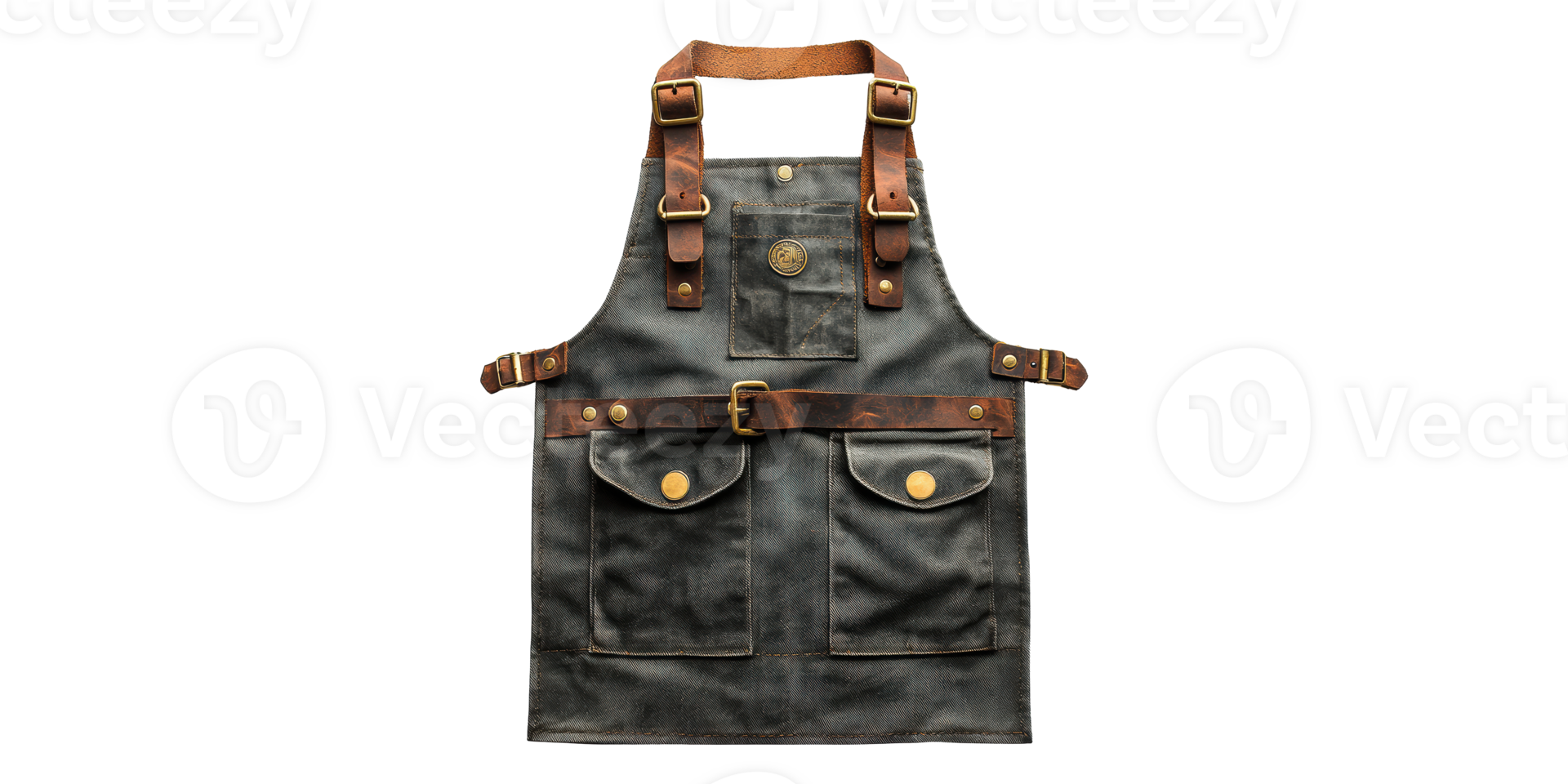 Leather and canvas apron with pockets isolated on transparent background png