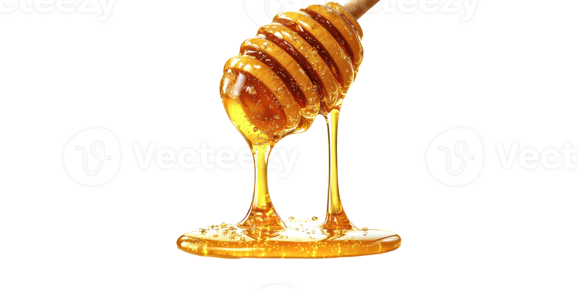 Honey dipper with golden honey dripping isolated on transparent background png