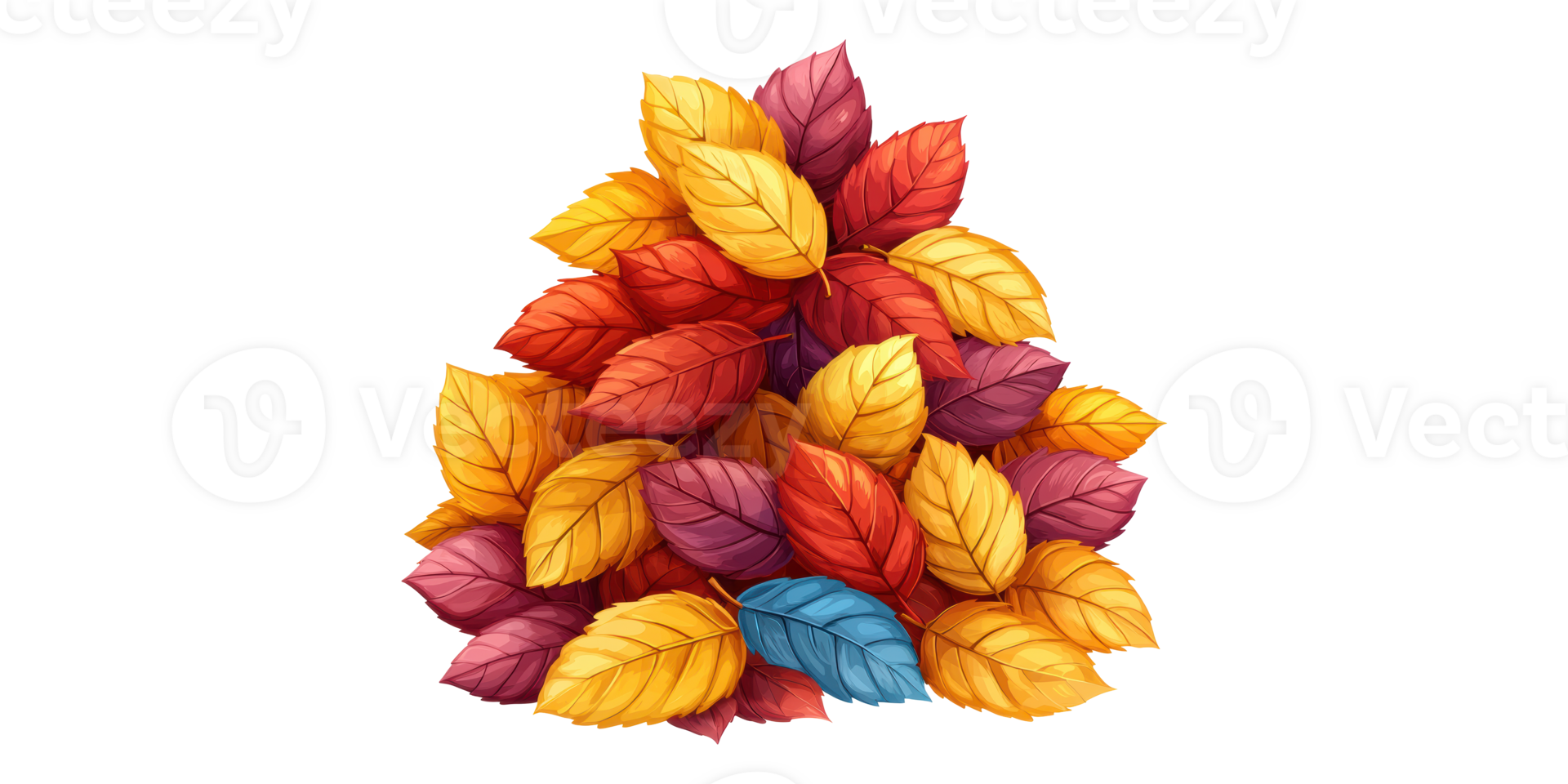 Colorful autumn leaves arrangement isolated on transparent background png