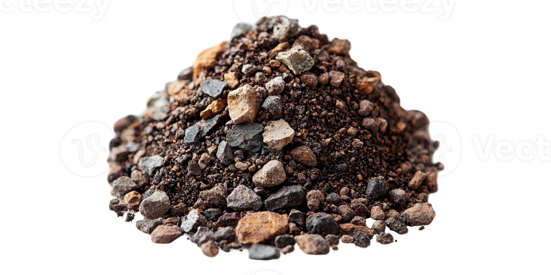 Pile of mixed gravel and soil isolated on transparent background png