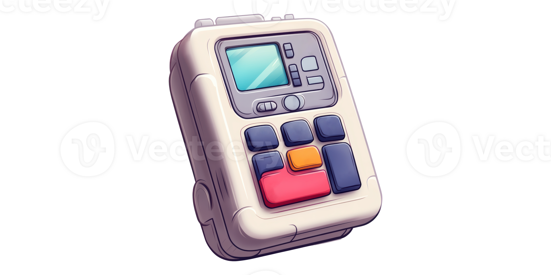 Digital device with buttons isolated on transparent background png