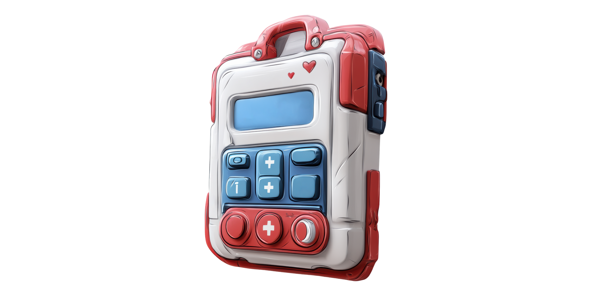 Medical equipment device with buttons and screen isolated on transparent background png