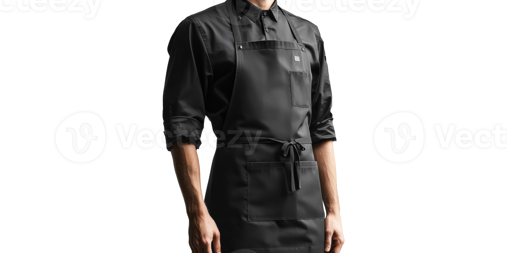 Chef wearing black apron isolated on transparent background png
