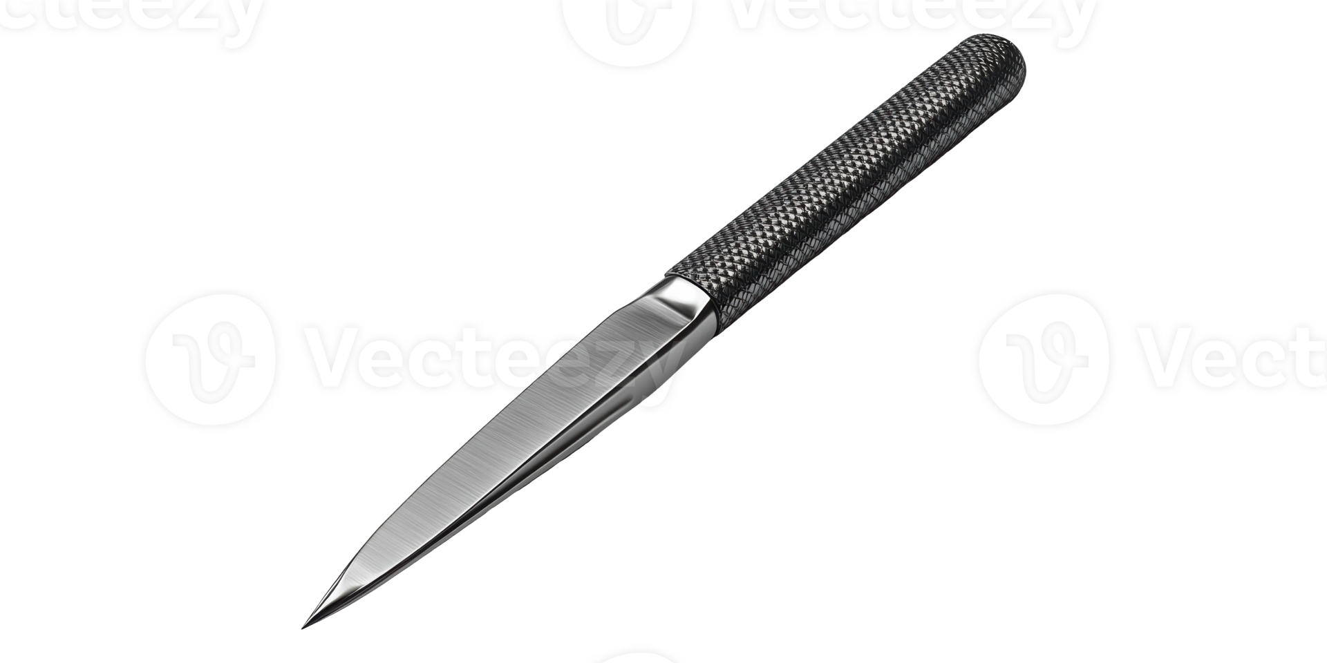 Sharp silver knife with textured handle isolated on transparent background png
