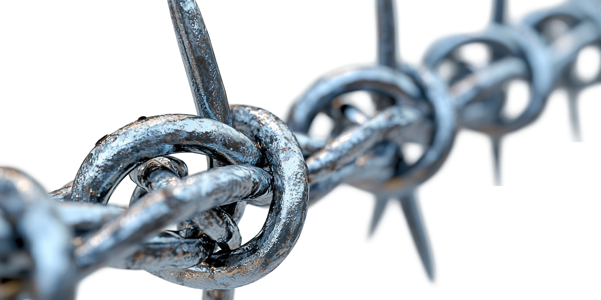 Close-up of barbed wire isolated on transparent background png
