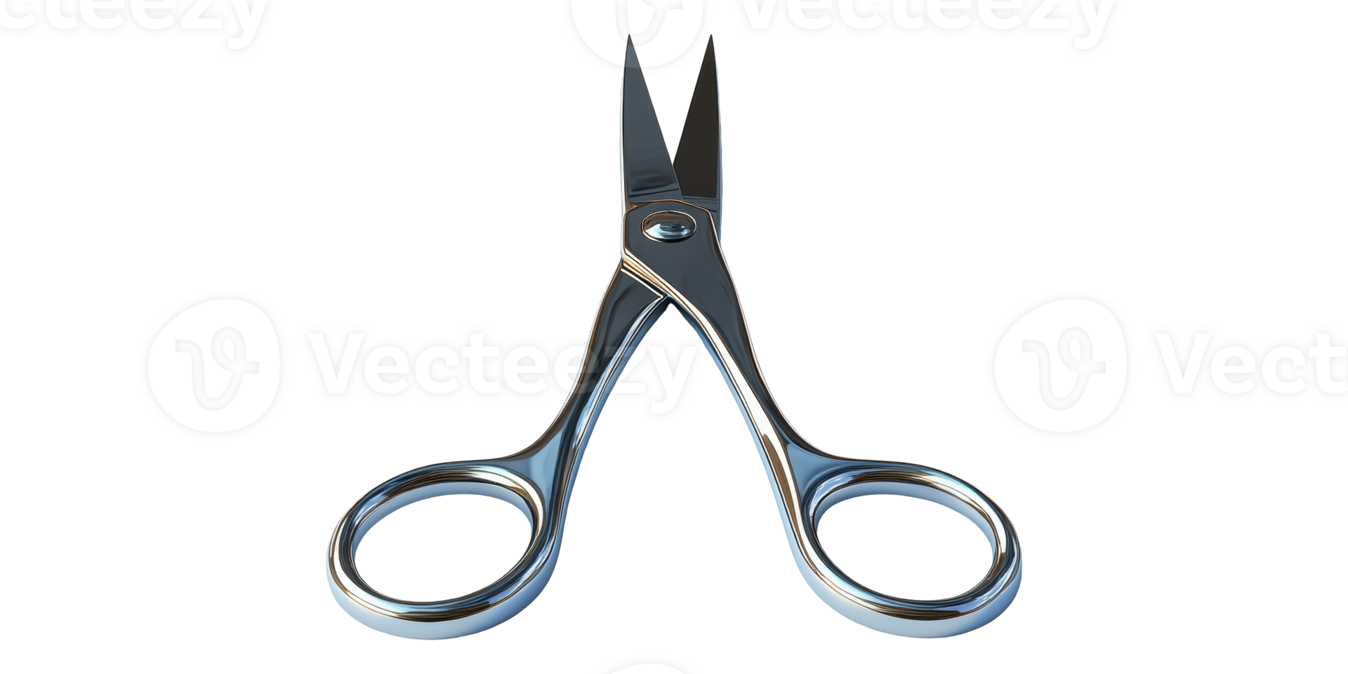 Pair of silver scissors with sharp blades isolated on transparent background png
