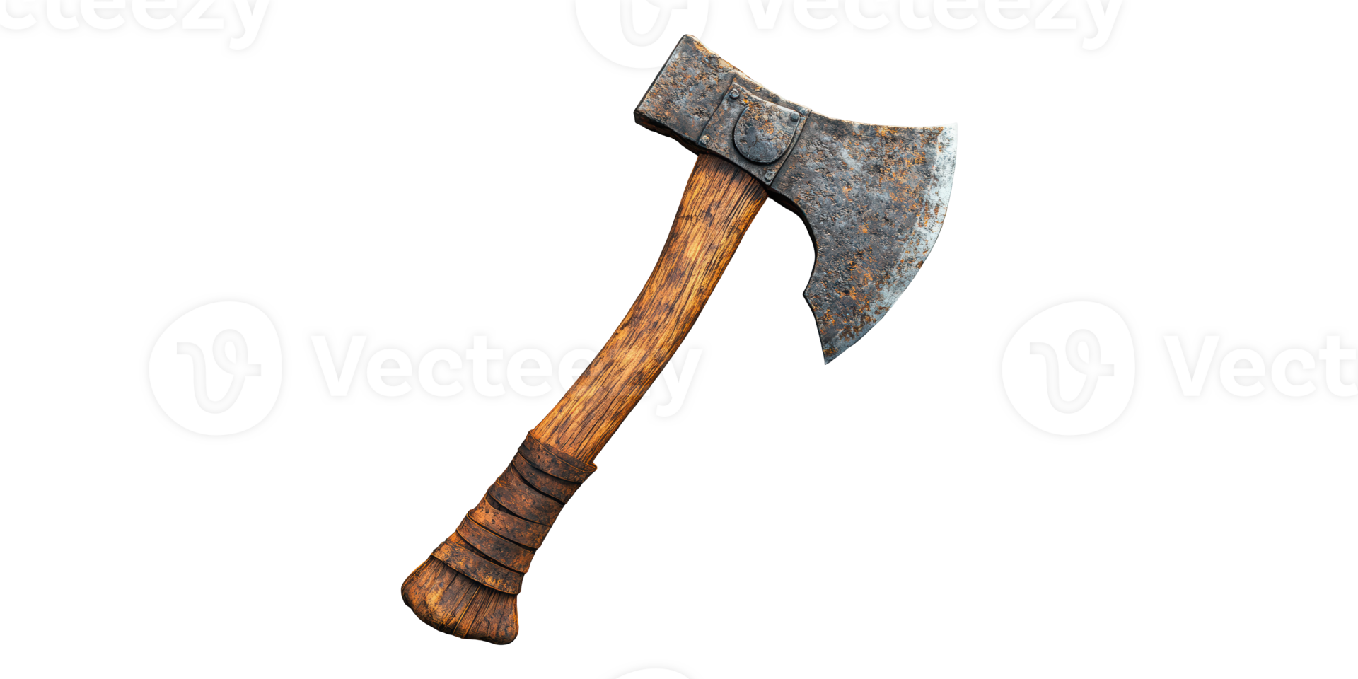 Rustic axe with wooden handle isolated on transparent background png