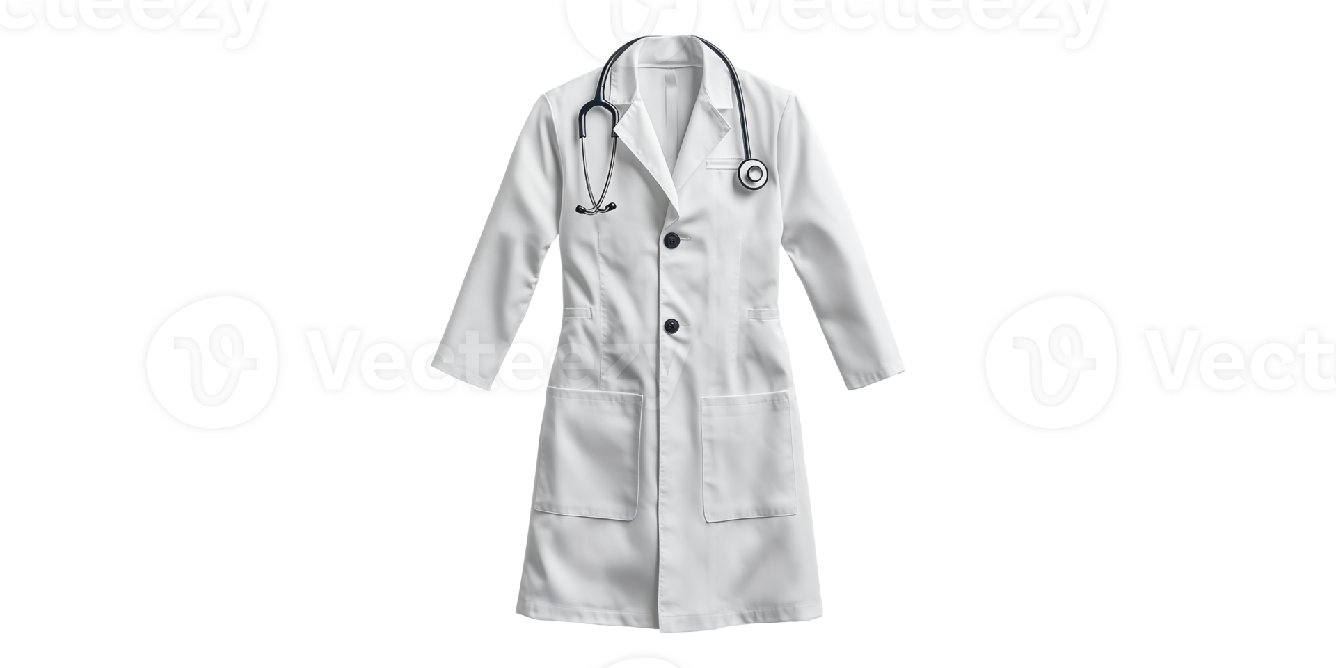 White doctor coat with stethoscope isolated on transparent background png