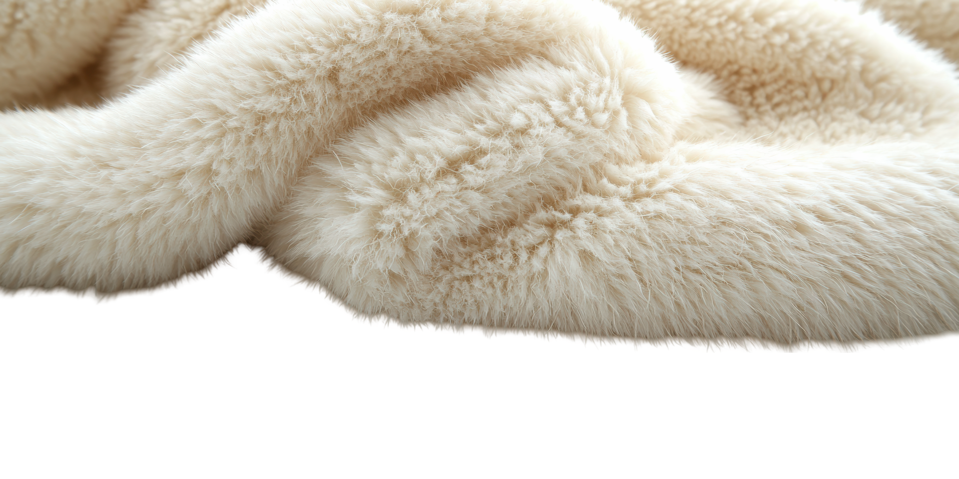 Fluffy beige fur fabric texture isolated on transparent background png