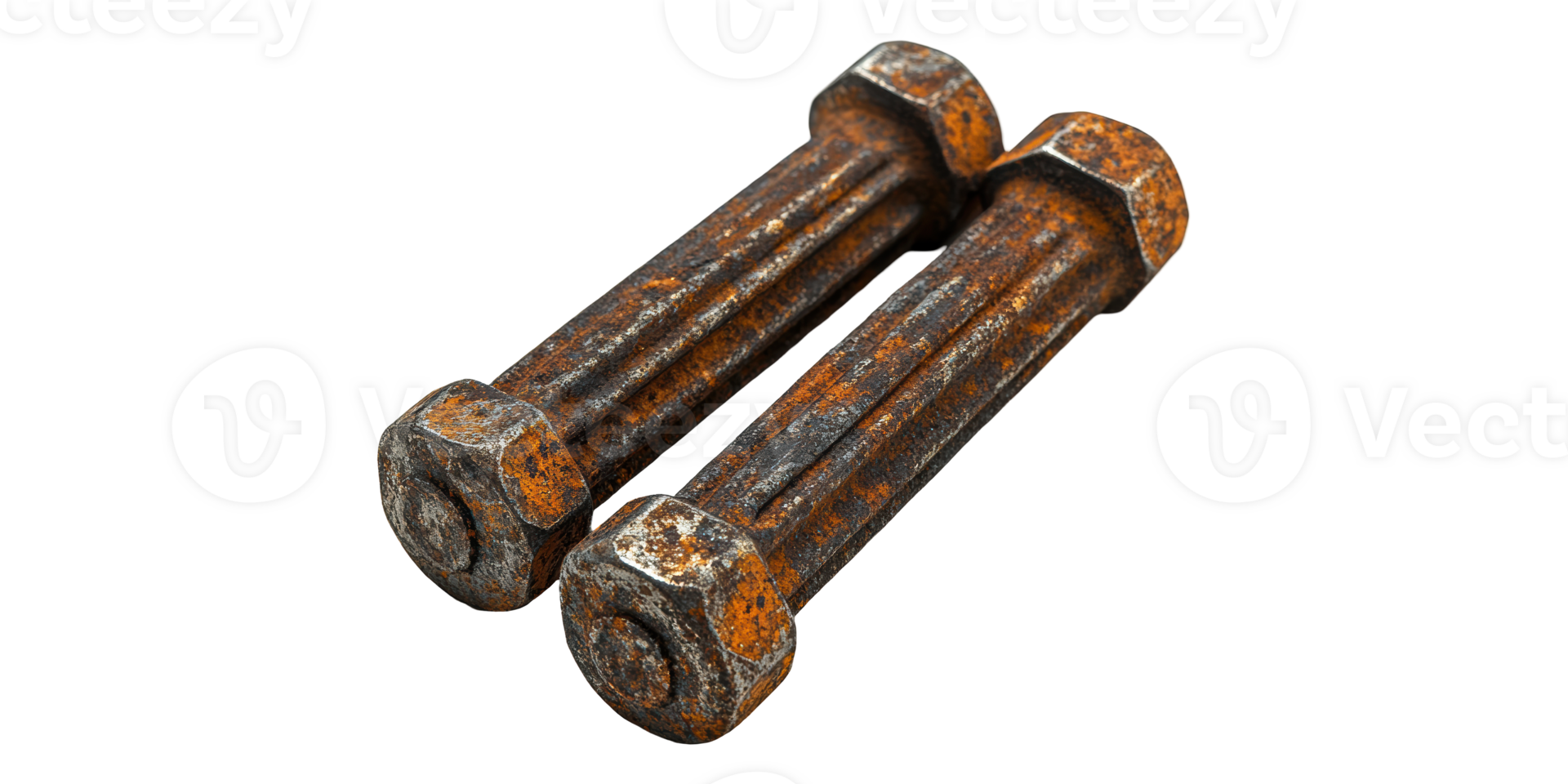 Rusty bolts pair isolated on transparent background png