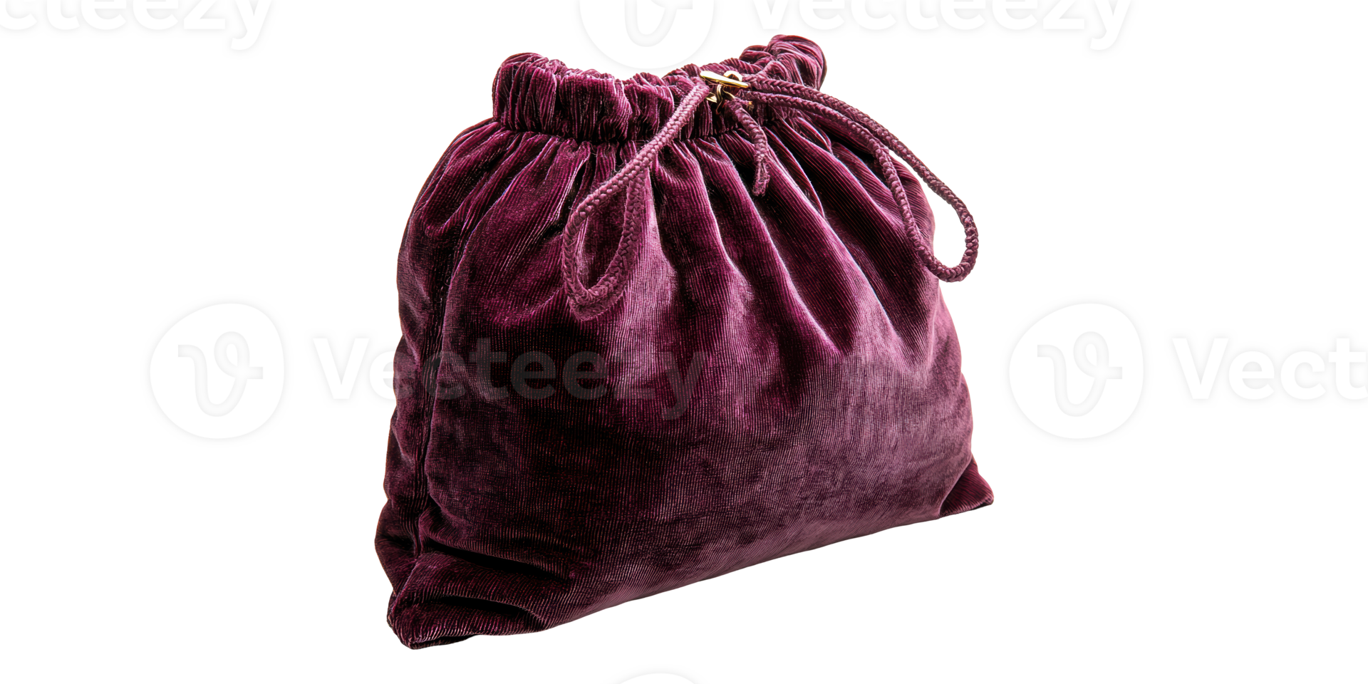 Plush velvet drawstring bag isolated on transparent background png