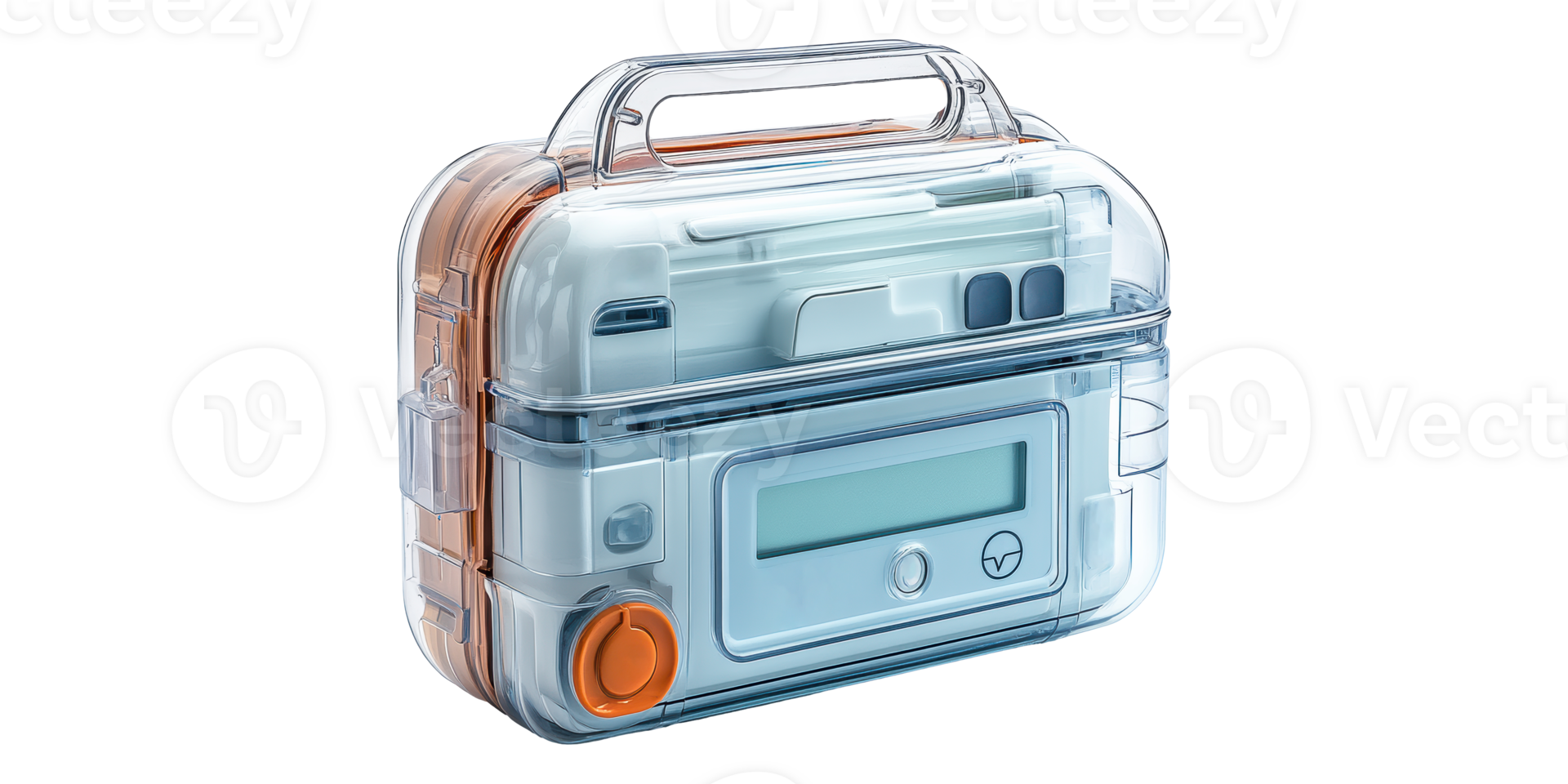 Transparent portable medical device case isolated on transparent background png