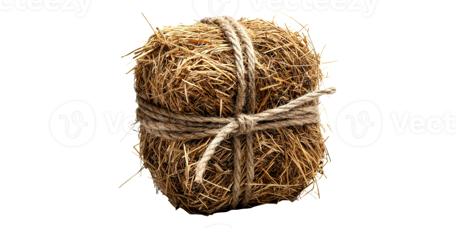 Hay bale with rope tied around it isolated on transparent background png