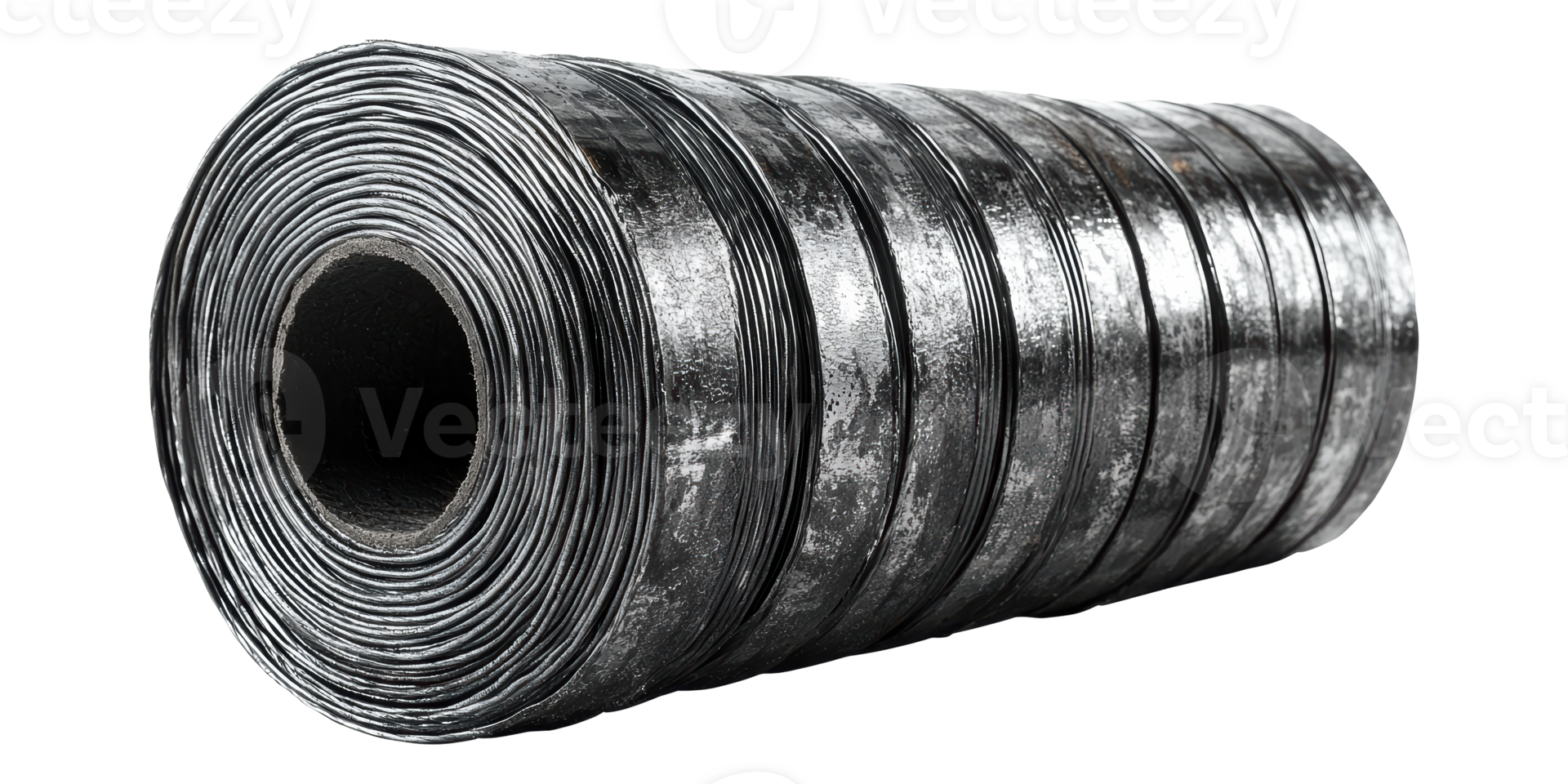 Roll of black tape with reflective surface isolated on transparent background png