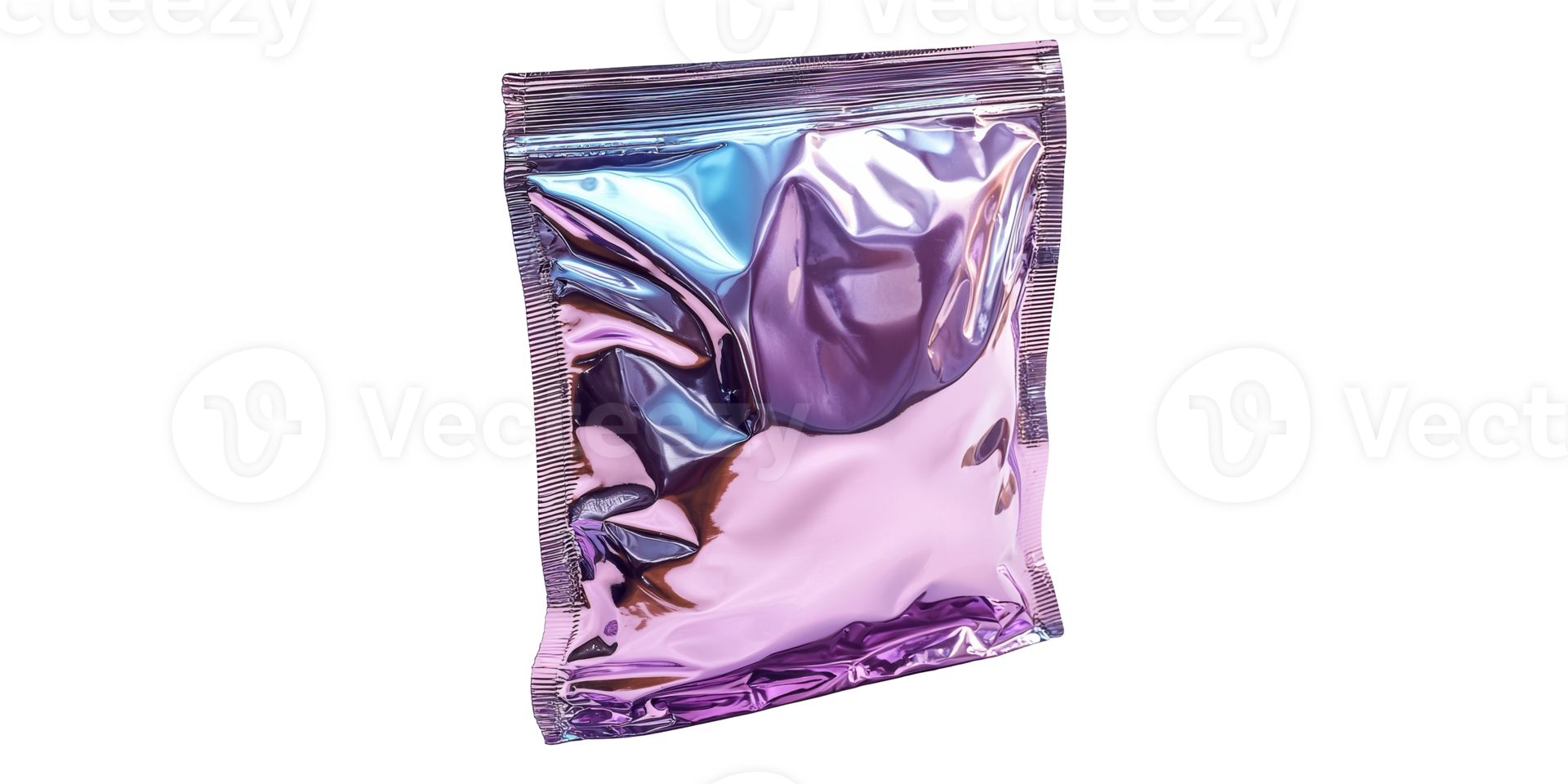 Shiny foil pouch package isolated on transparent background png