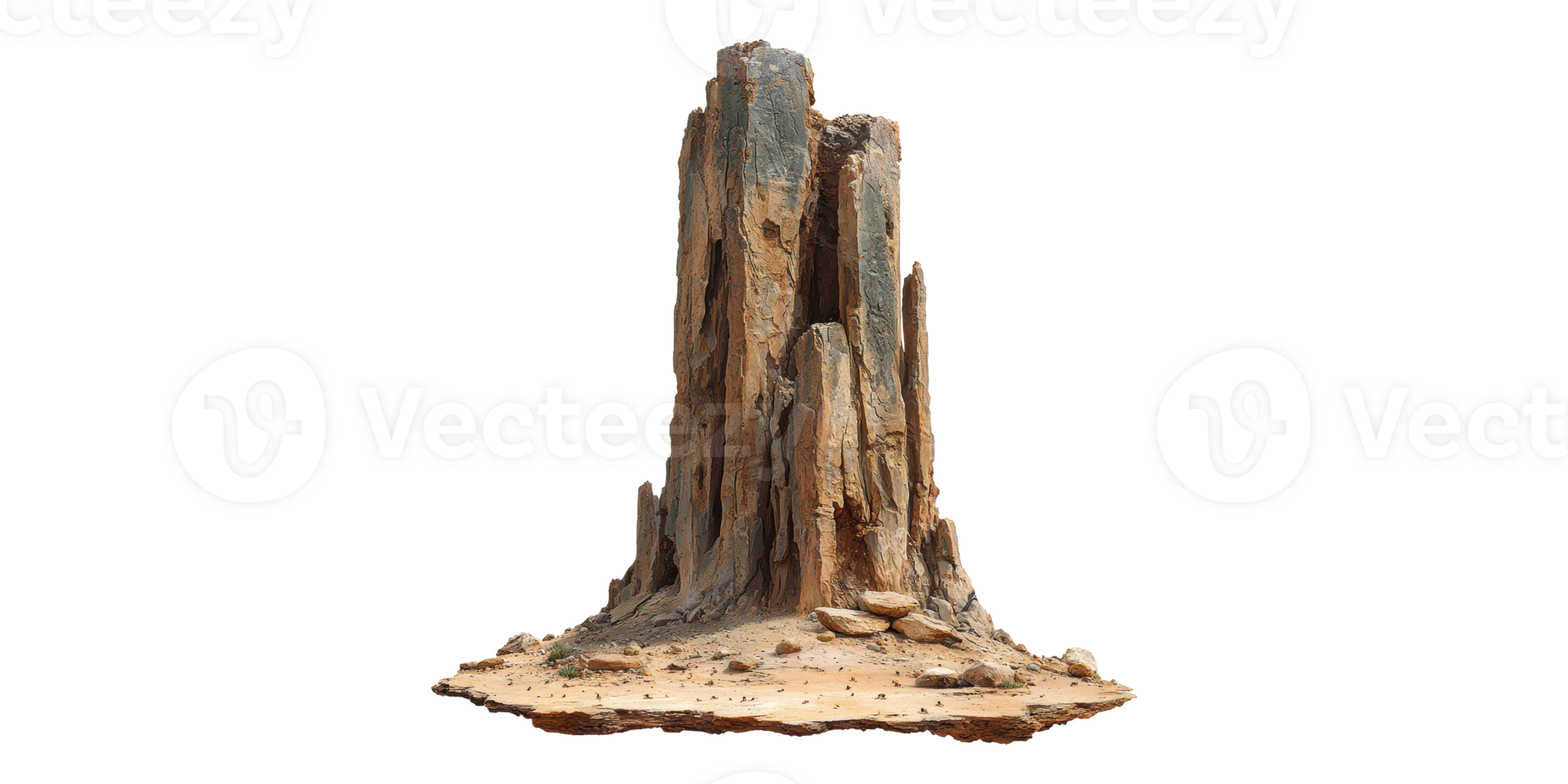 Tall rocky formation with jagged edges isolated on transparent background png