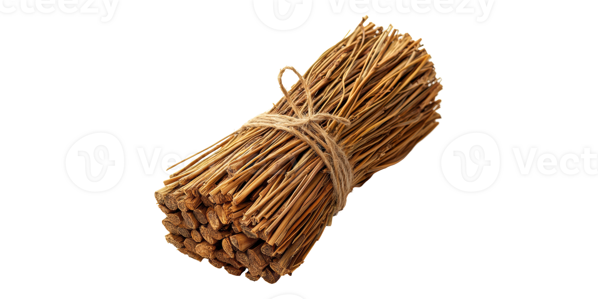 Bundle of wooden twigs tied with rope isolated on transparent background png