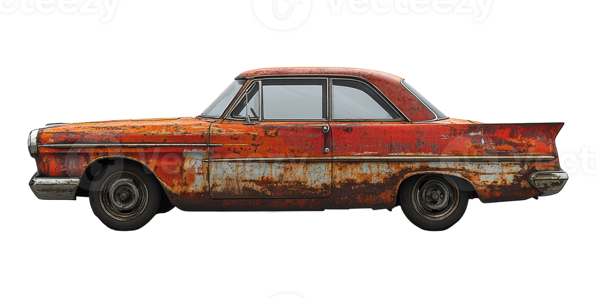 Vintage rusty car isolated on transparent background png
