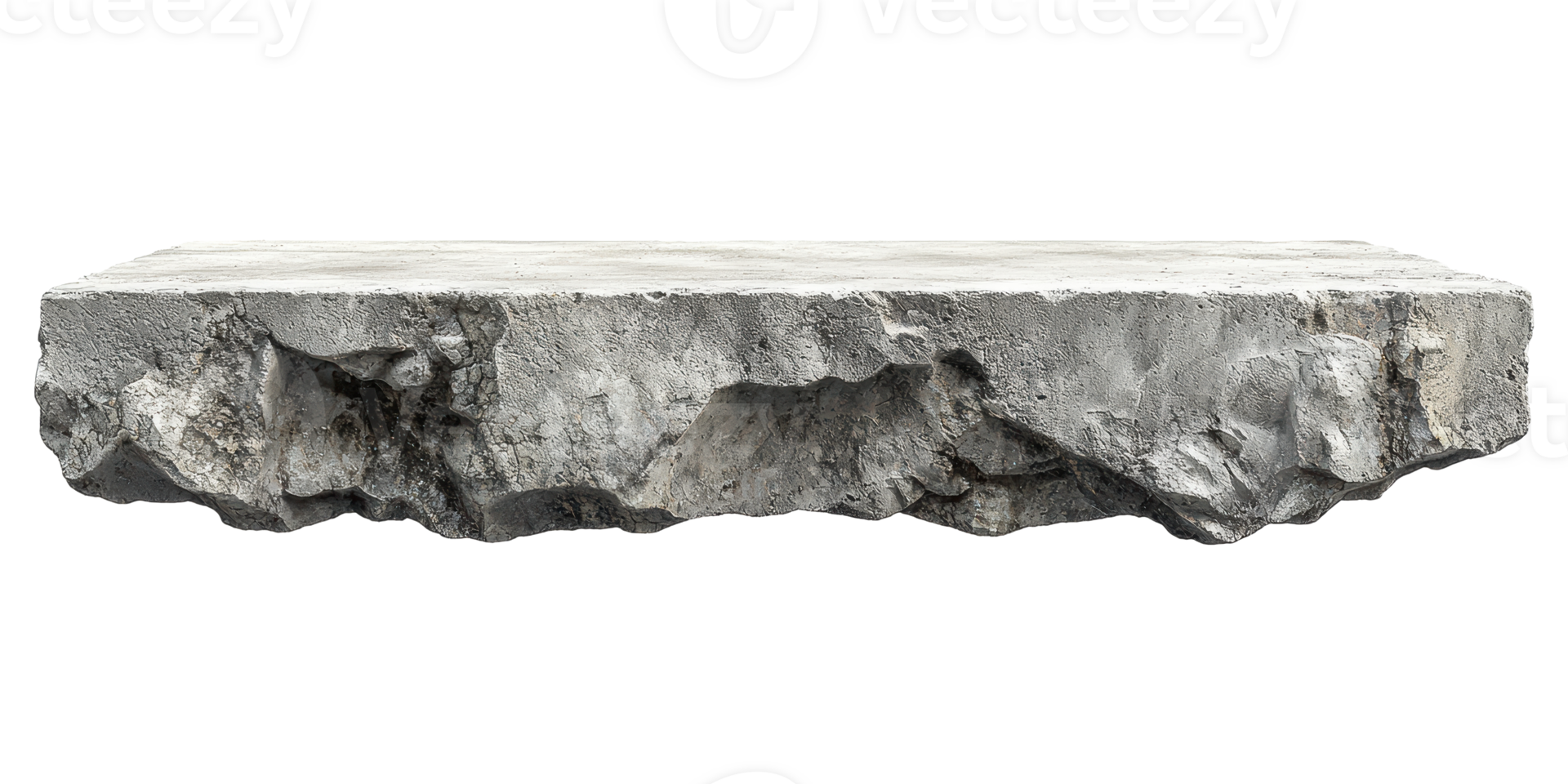 Concrete rock slab texture isolated on transparent background png