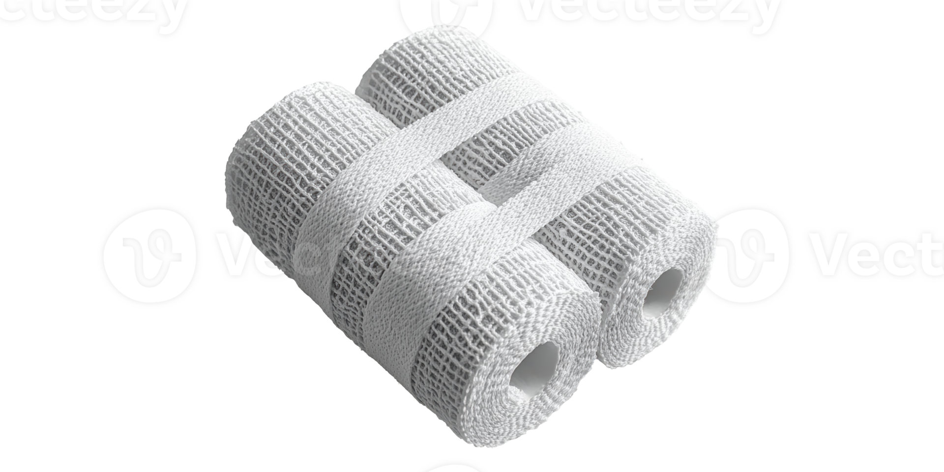 Two rolls of medical gauze bandages isolated on transparent background png
