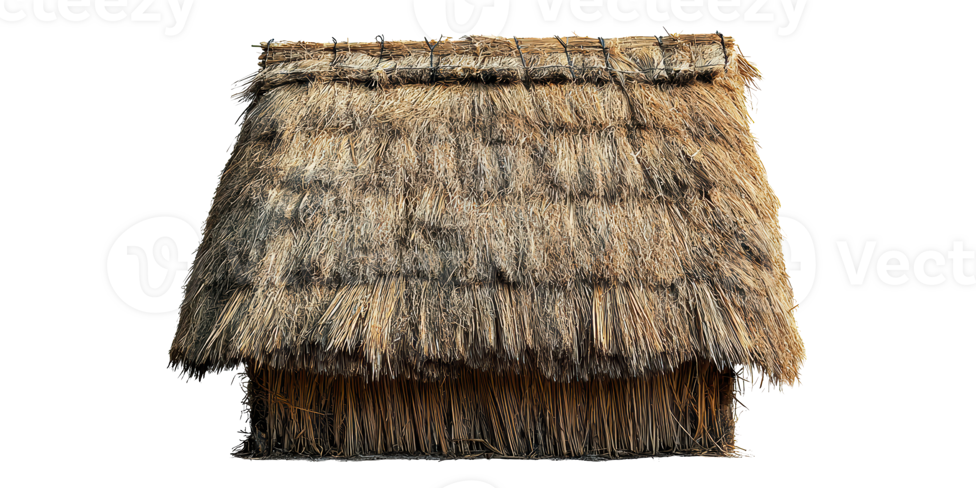 Rustic straw hut with thatched roof isolated on transparent background png