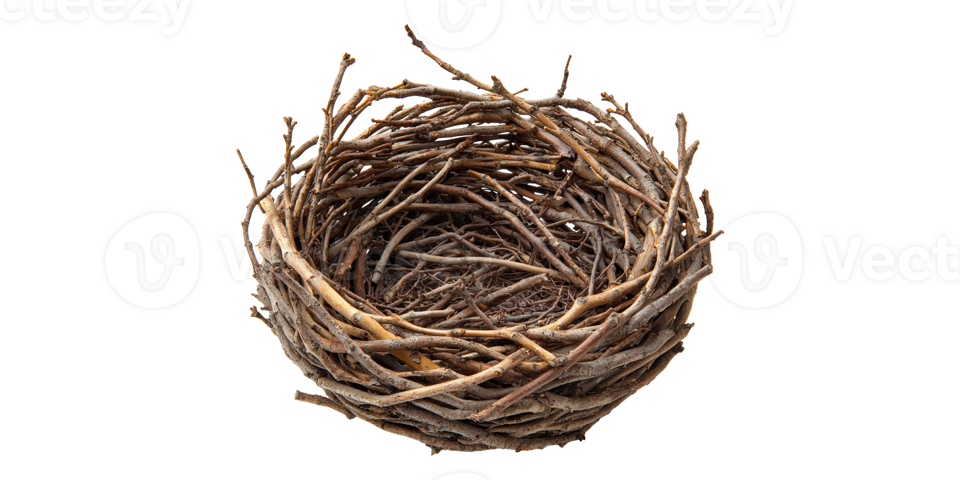 Bird nest made from twigs isolated on transparent background png