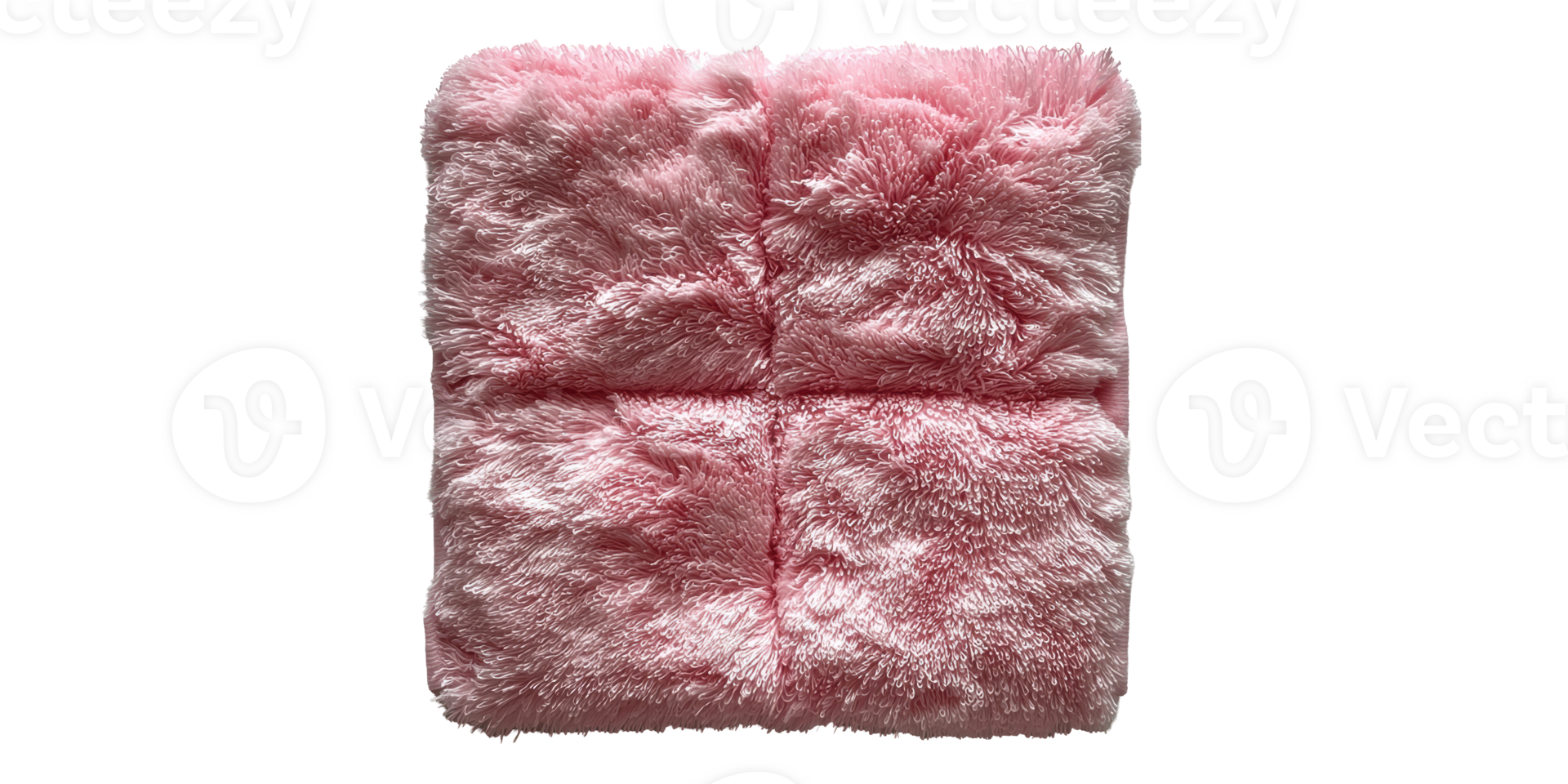 Pink furry pillow square shape isolated on transparent background png