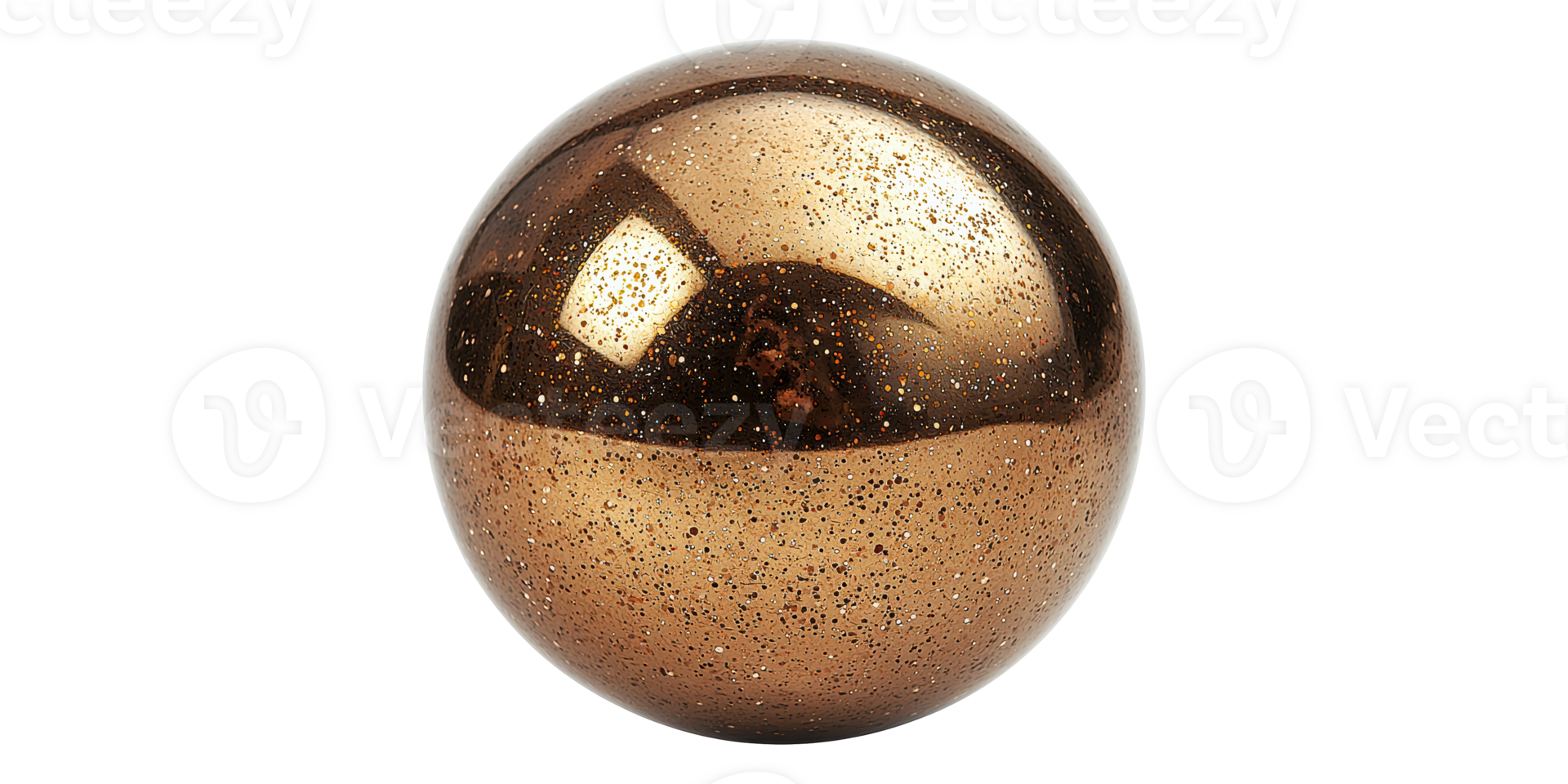 Metallic bronze sphere with glitter isolated on transparent background png
