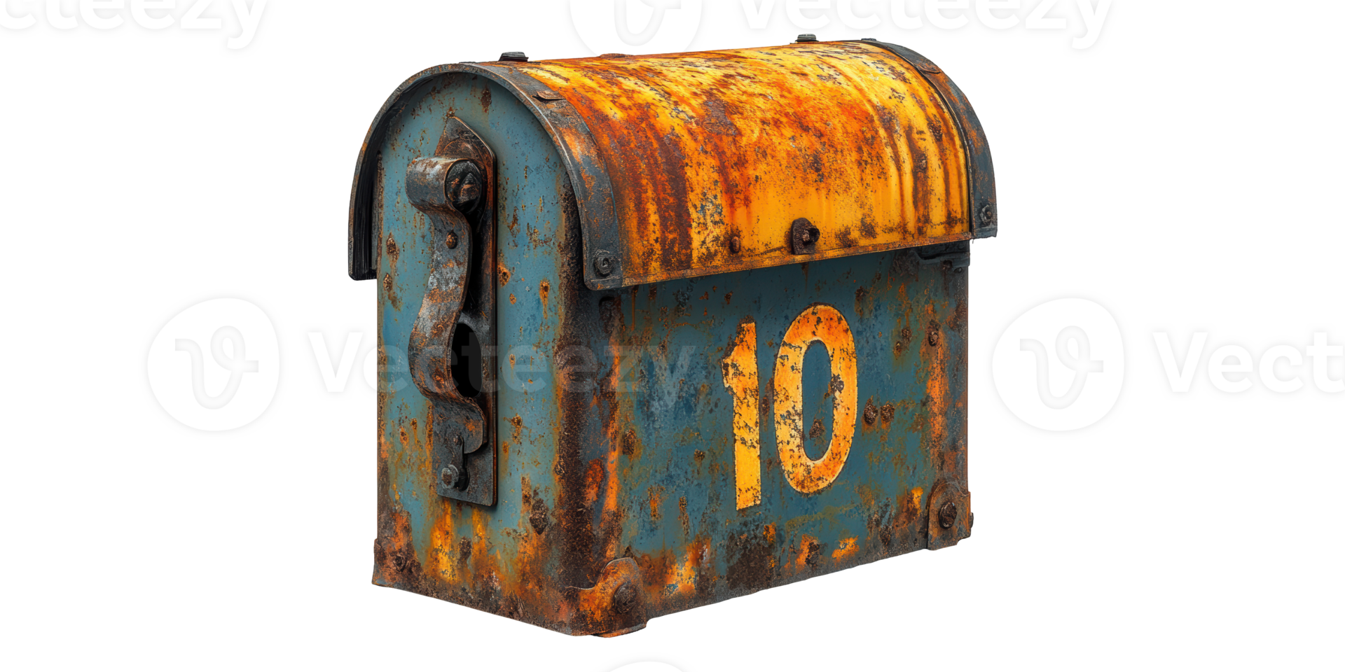 Rustic mailbox with number ten isolated on transparent background png