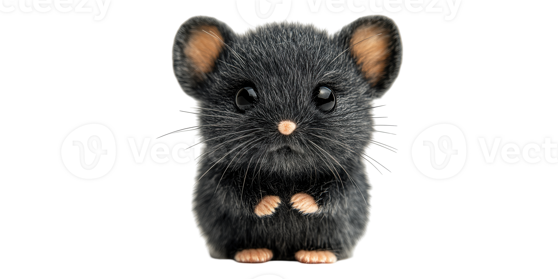 Adorable fuzzy mouse with big eyes isolated on transparent background png
