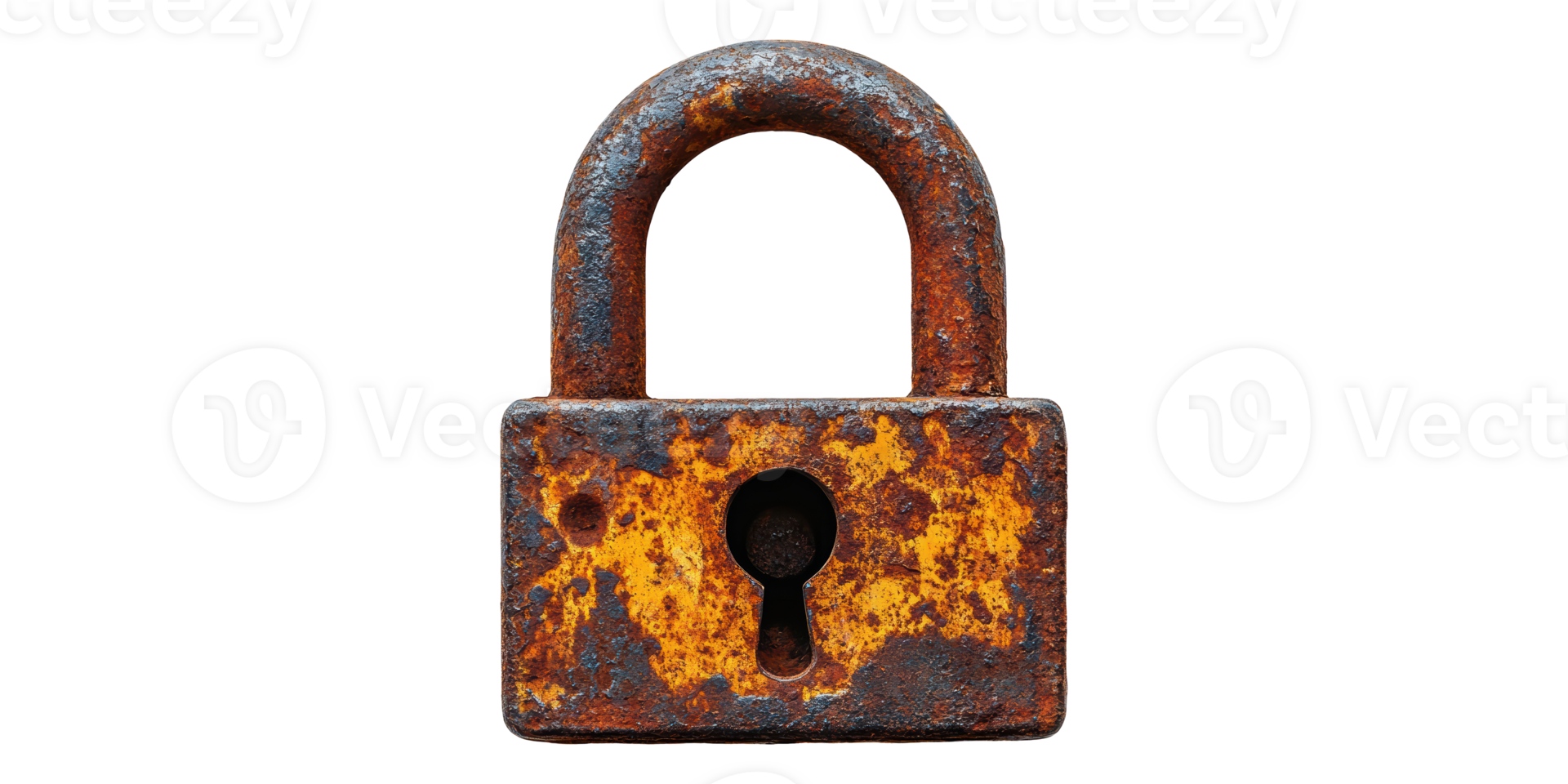 Rusty padlock isolated on transparent background png