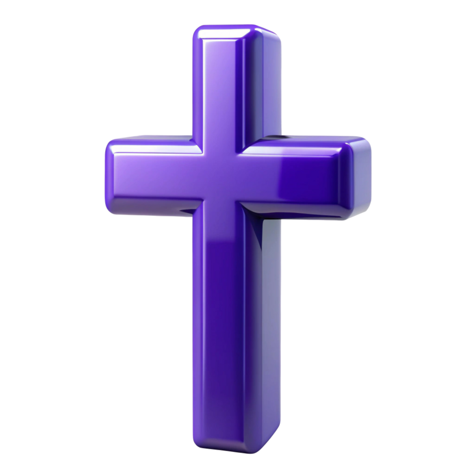 3D Render of a Shiny Purple Cross, Religious png