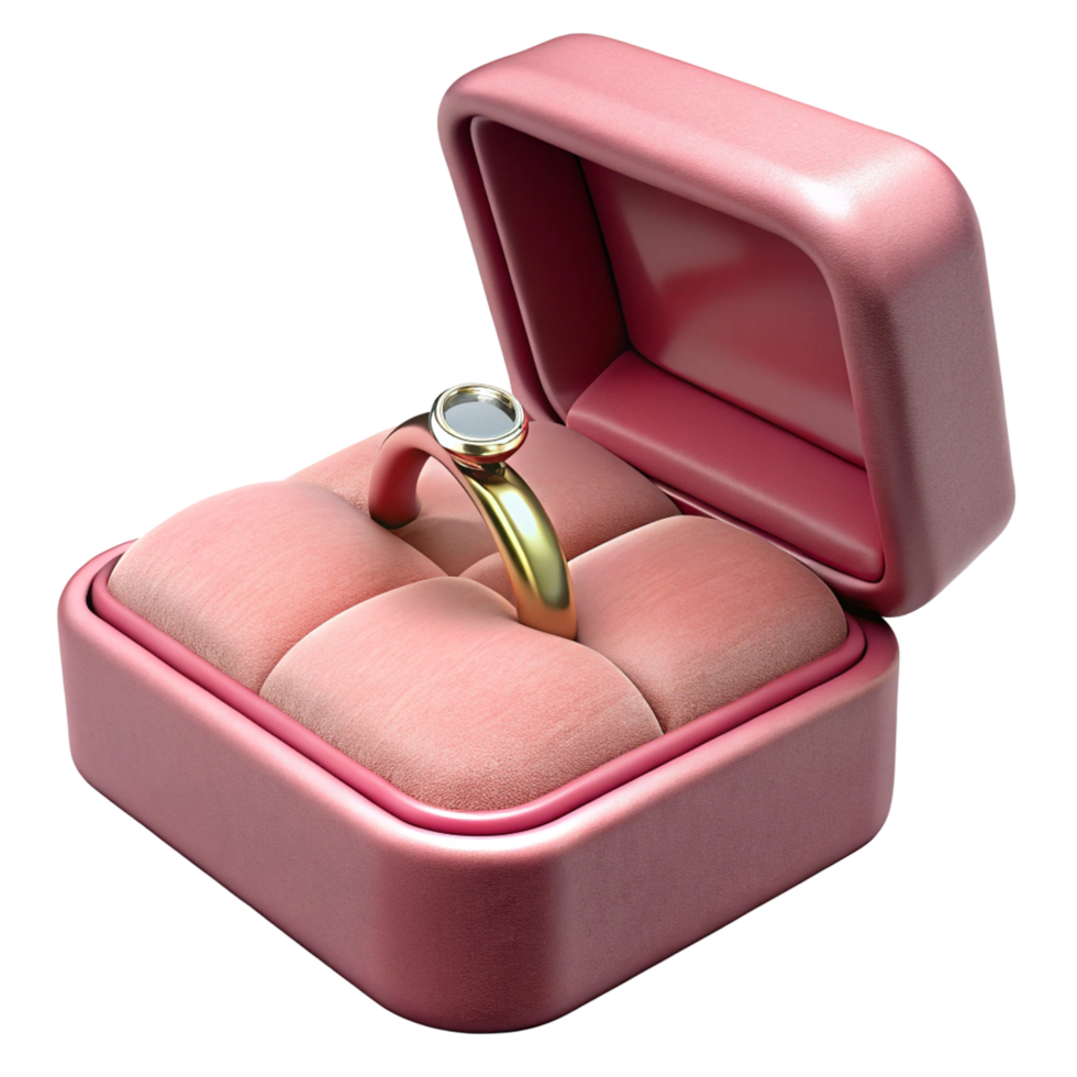 Elegant Gold Ring with Dark Stone in Pink Velvet png