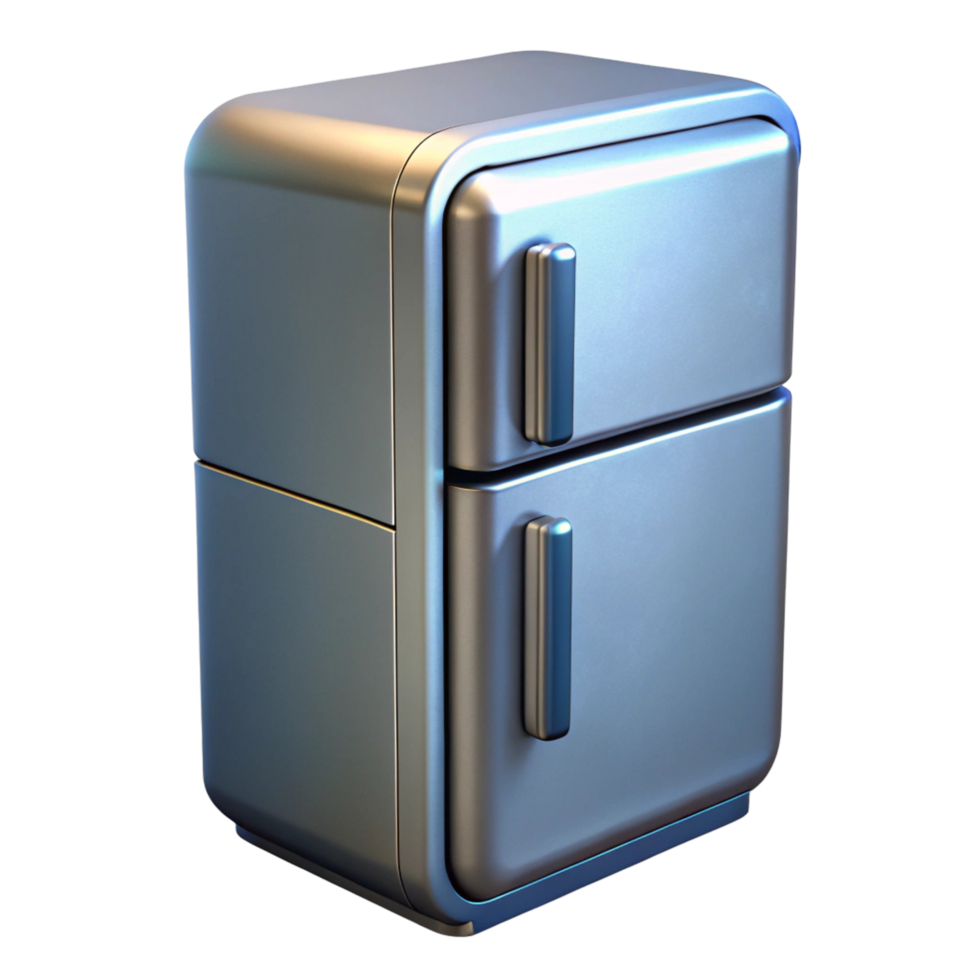 Modern Metallic Refrigerator Icon - 3D Render png