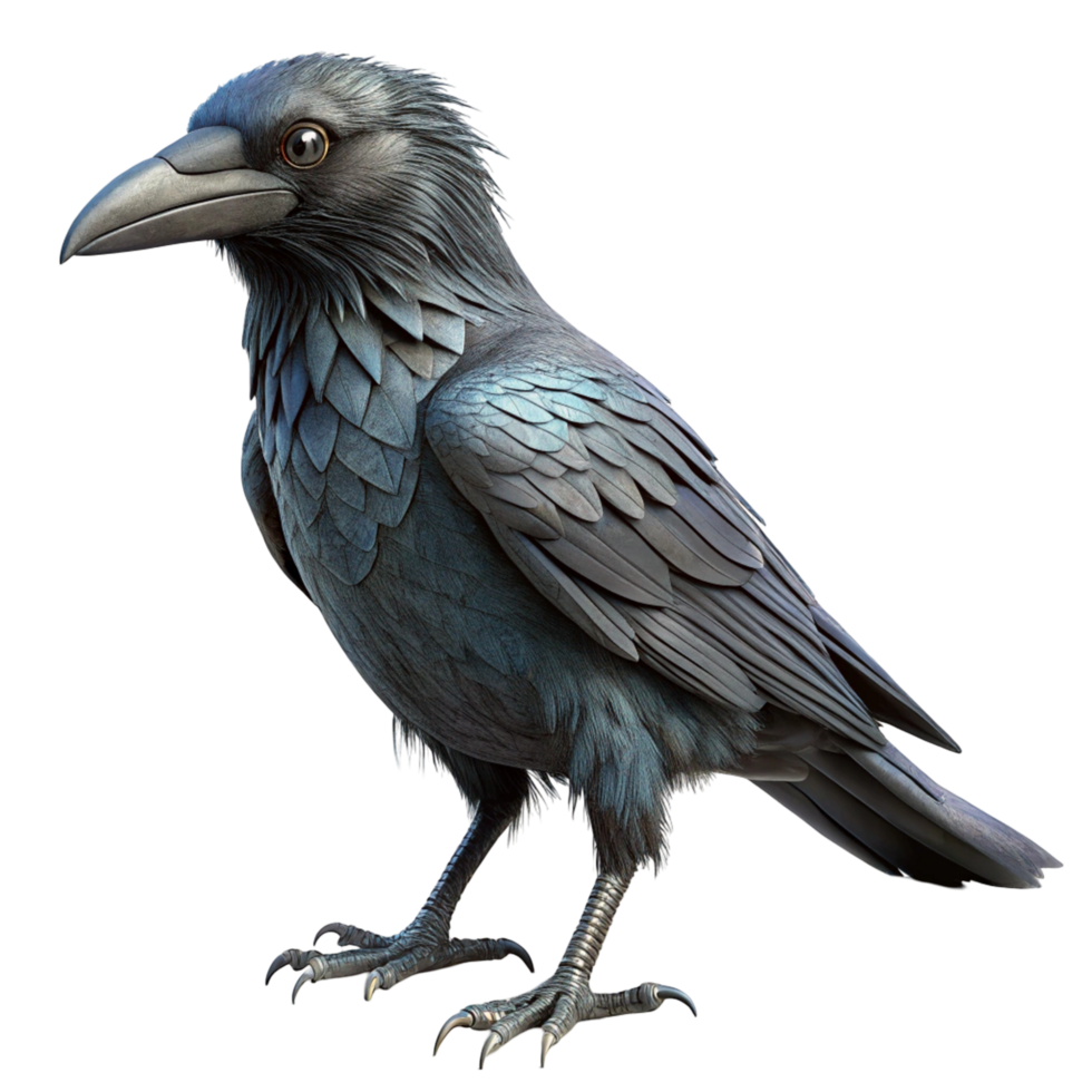 Majestic Raven 3D Render of a Dark-Feathered Bird png