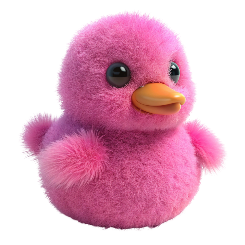 Adorable Pink Fuzzy Duckling 3D Render png