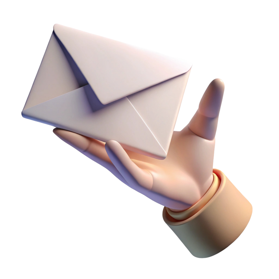 3D Render of a Hand Holding a Blank Envelope png