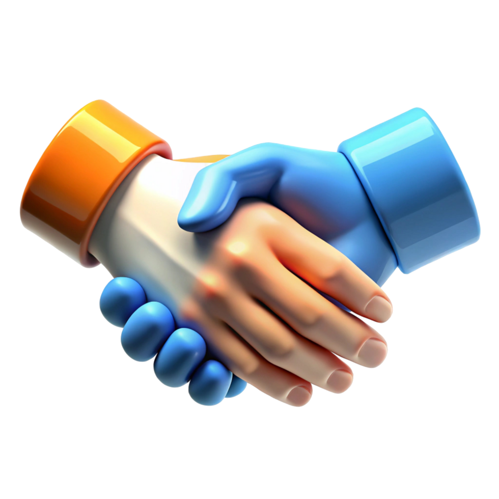 3D Render of a Handshake Representing Partnership png