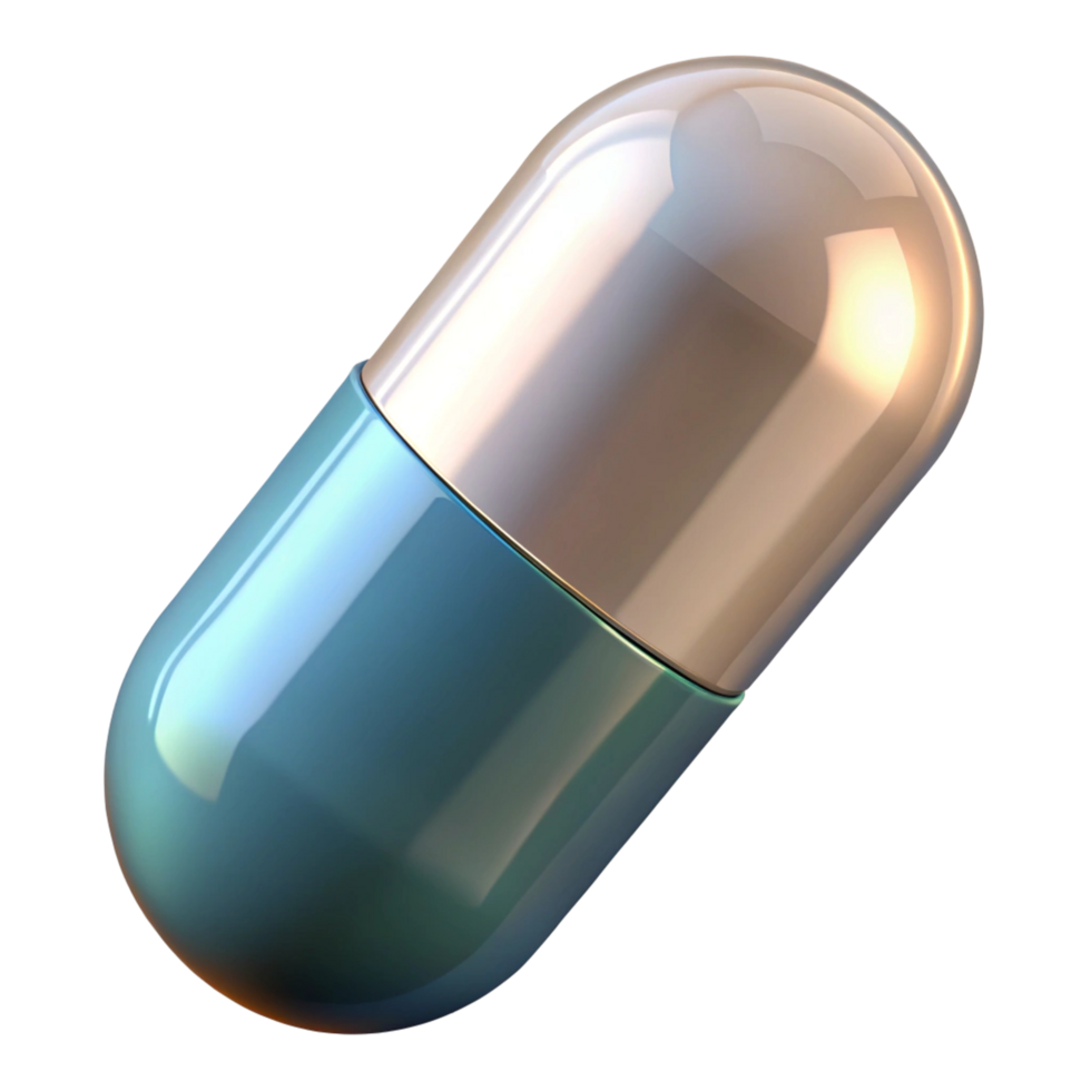Close-up of a Shiny Two-Tone Capsule Pill png