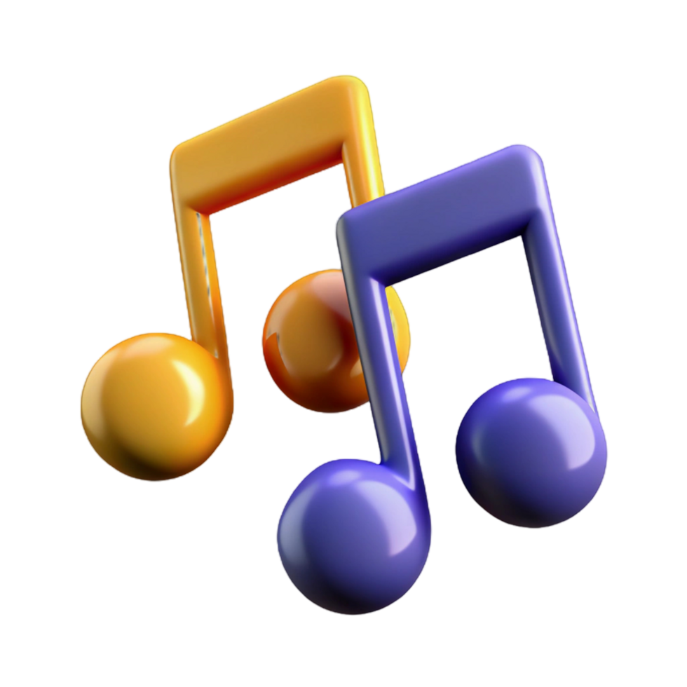 Abstract Colorful 3D Musical Notes on Staff png