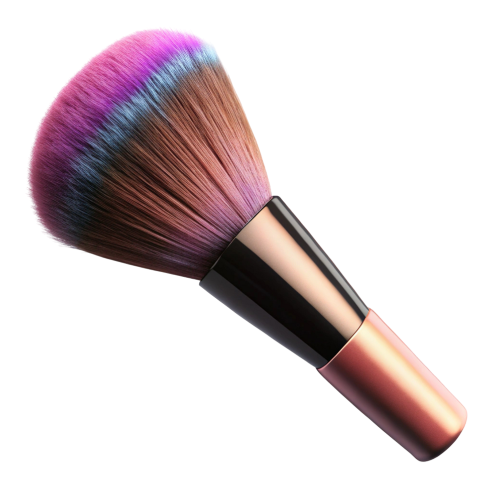 Colorful Makeup Brush with Rose Gold Handle png