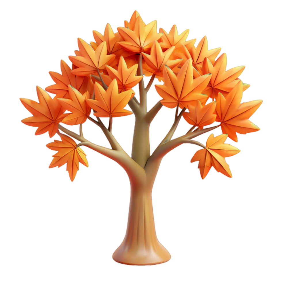 3D Render of an Autumn Maple Tree with Orange png