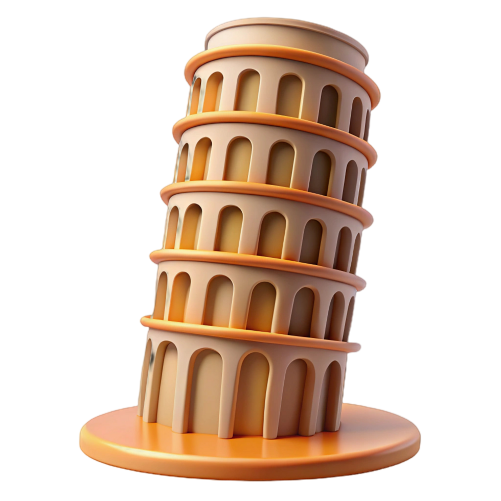 Leaning Tower of Pisa 3D Render Iconic Italian png