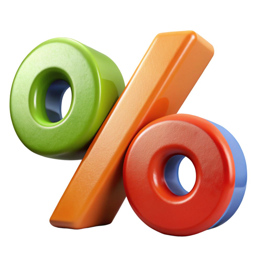 Colorful 3D Percentage Sign Discount, Sale png